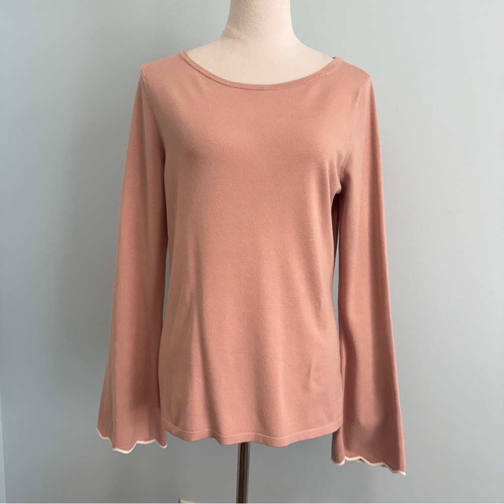 Boden Long‎ Flared Sleeve Pale Pink Knit Sweater Size 10